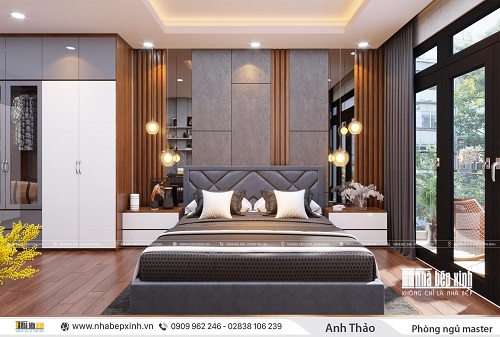 Thiết kế nội thất phòng ngủ Master đẹp - NBX438